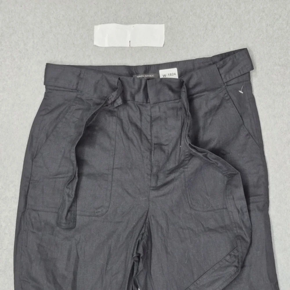 Banana Republic Women Pants 12 Black Cotton Linen Coastal‎ Beach NWT